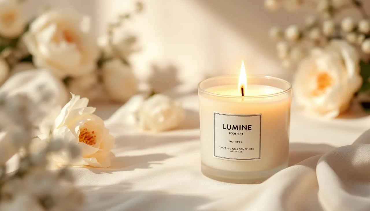Lumine Midnight Peony signature floral soy candle, best-selling peony rose and musk fragrance from Lumine Collection